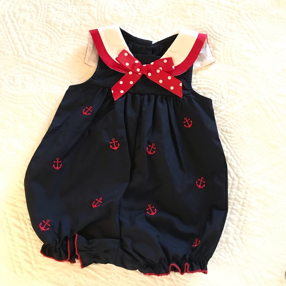 Red White + Blue Sailor Romper